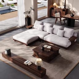 Ghế sofa gỗ tự nhiên đệm nỉ, da VUADECOR VS108 2