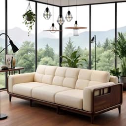 Ghế sofa gỗ tự nhiên đệm nỉ, da VUADECOR VS109 2