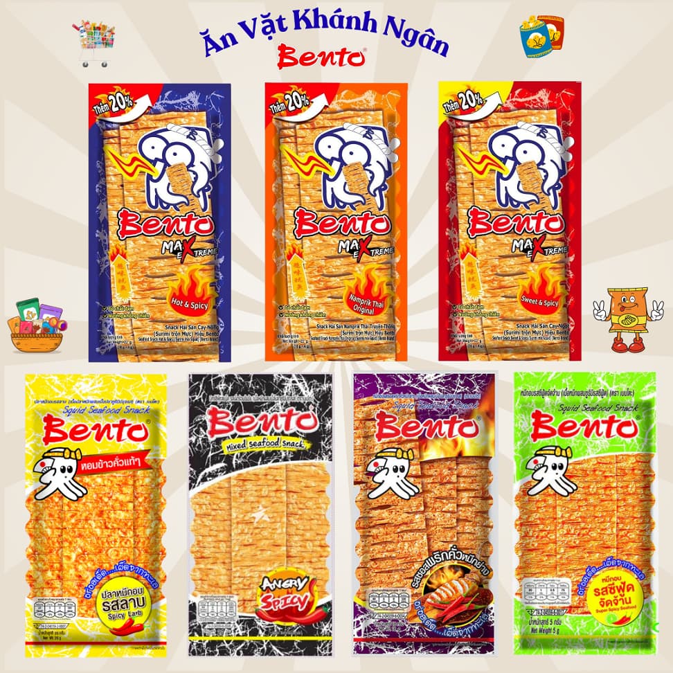 Snack Mực Bento Thái Lan Đủ Vị Gói 18g - HÀNG CHÍNH HÃNG