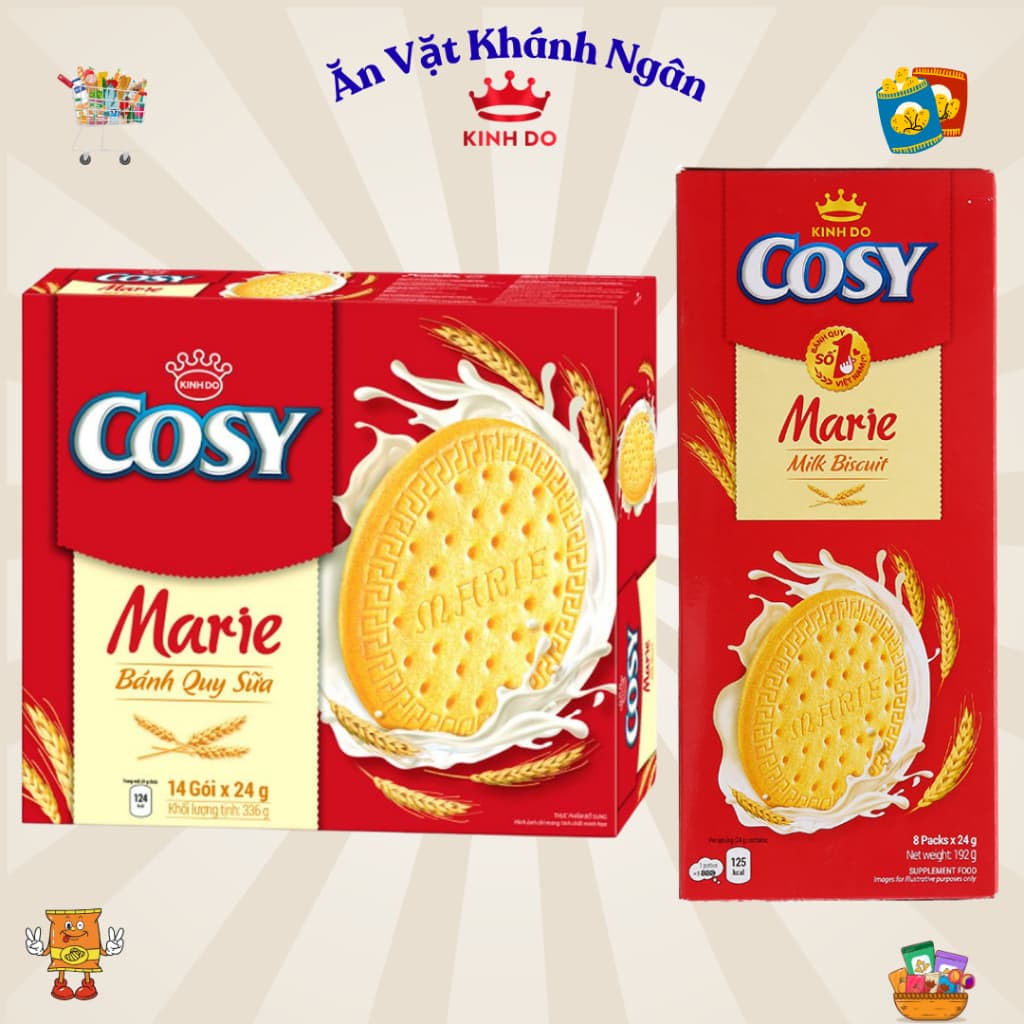 Bánh Quy Sữa Cosy Marie 120G-192G-336G - Vị thơm sữa, giòn giòn - HÀNG CHÍNH HÃNG