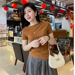 Áo Thun Tay Ngắn Nữ Vai Đổ Nhún Eo Vạt Xéo Ôm Dáng Bigsize Thun Tăm Co Giãn Mềm Mịn LIMO MS592 7