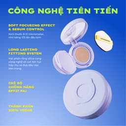 Phấn nước mỏng nhẹ kiềm dầu thuần chay chống nắng Lemonade SuperMatte No Makeup Cushion 15g 4