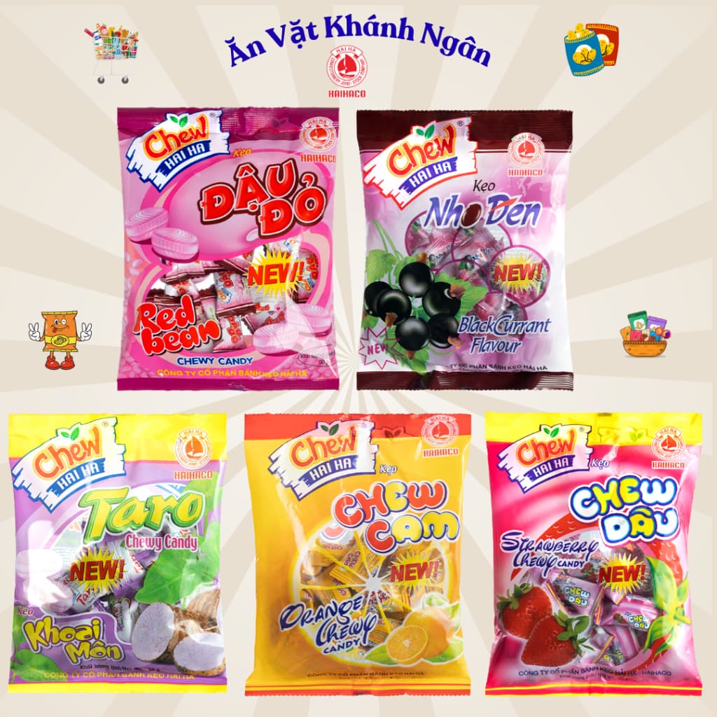 Combo Kẹo Mềm Trái Cây Chew Hải Hà túi 90g - HÀNG CHÍNH HÃNG
