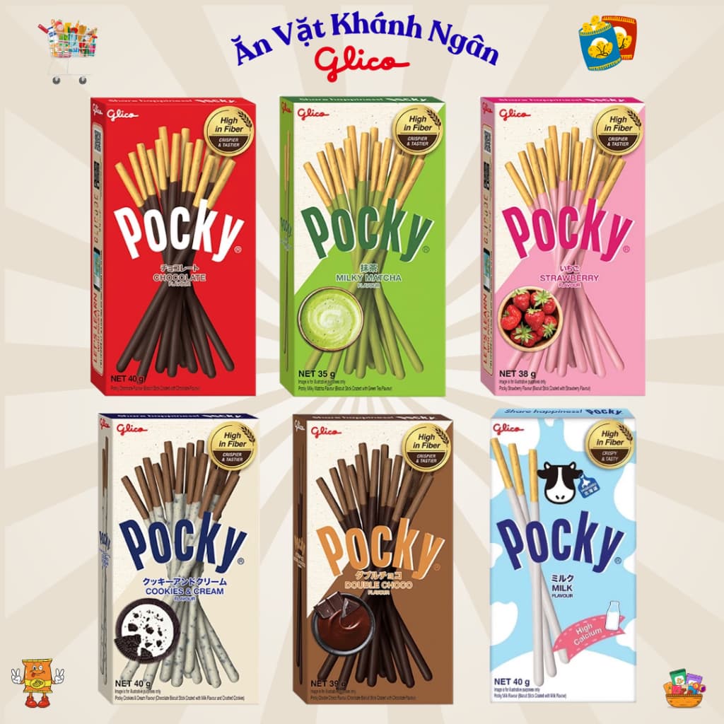 Combo Bánh que Pocky Glico Thái Lan nhiều vị hộp 35g-40g- HÀNG CHÍNH HÃNG