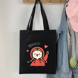 Túi vải tote hình cô gái hot trend khóa kéo, ngăn phụ thời trang túi tote dễ thương đựng vừa A4 35x40cm tota0312 6