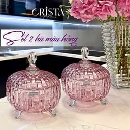 Set 2 Hũ Mứt Thuỷ Tinh Vân Caro Dập Nổi Crista Nhiều Màu Sang Trọng - DeCor Tết [60205] 2