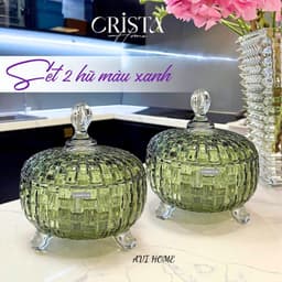 Set 2 Hũ Mứt Thuỷ Tinh Vân Caro Dập Nổi Crista Nhiều Màu Sang Trọng - DeCor Tết [60205] 5