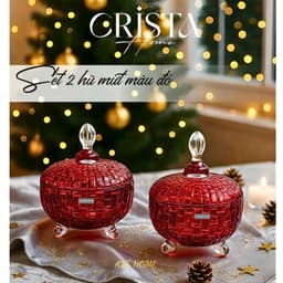 Set 2 Hũ Mứt Thuỷ Tinh Vân Caro Dập Nổi Crista Nhiều Màu Sang Trọng - DeCor Tết [60205] 6