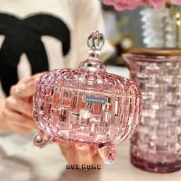 Set 2 Hũ Mứt Thuỷ Tinh Vân Caro Dập Nổi Crista Nhiều Màu Sang Trọng - DeCor Tết [60205] 9