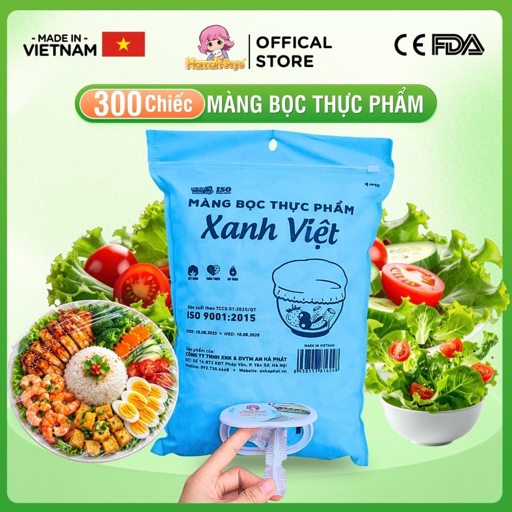 Bịch 300C Màng Bọc Thực Phẩm Xanh Việt Hannah Seyo Chất Liệu PE An Toàn Bảo Quản Thực Phẩm