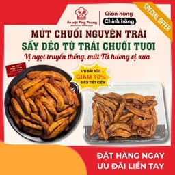 Mứt Chuối Nguyên Trái Sấy Dẻo Hộp 500G Vị Ngọt Nhâm Nhi Trà Tết, Chuối Sấy Khô, Trái Cây Sấy 1