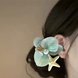 Kẹp Tóc Nữ, Phụ Kiện Tóc Đi Biển Hoa lan, Hoa sứ, Sao Biển Phong Cách Vintage Nàng Thơ, Chụp Ảnh | Ocean Charm 7