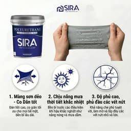 [1KG] Sơn Chống Thấm Vết Nứt Tường Đứng, Tường Cũ, Sàn Âm, Tường Mới, Sân Thượng Ít Đi Lại SIRA P900 4