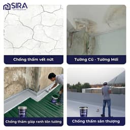 [1KG] Sơn Chống Thấm Vết Nứt Tường Đứng, Tường Cũ, Sàn Âm, Tường Mới, Sân Thượng Ít Đi Lại SIRA P900 2