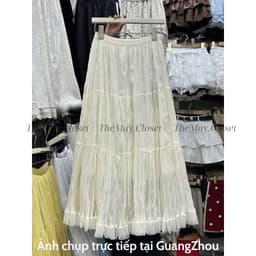 𝑨𝒏𝒏 𝑺𝒕𝒖𝒅𝒊𝒐 [Ảnh Thật - QCL1] Chân Váy Voan Tơ Bồng Nhăn 3 Lớp Dài 90cm Xòe Midi Nữ 3 Tầng Cạp Chun (9307) 5