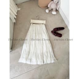 𝑨𝒏𝒏 𝑺𝒕𝒖𝒅𝒊𝒐 [Ảnh Thật - QCL1] Chân Váy Voan Tơ Bồng Nhăn 3 Lớp Dài 90cm Xòe Midi Nữ 3 Tầng Cạp Chun (9307) 3