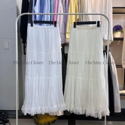 𝑨𝒏𝒏 𝑺𝒕𝒖𝒅𝒊𝒐 [Ảnh Thật - QCL1] Chân Váy Voan Tơ Bồng Nhăn 3 Lớp Dài 90cm Xòe Midi Nữ 3 Tầng Cạp Chun (9307) 8