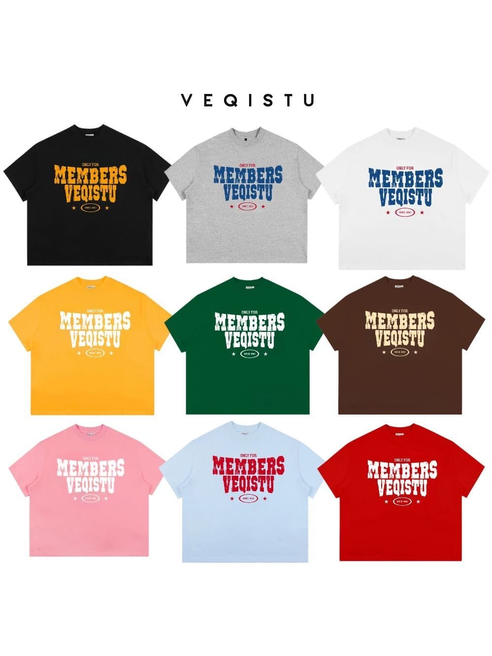 Áo Thun BOXY Local Brand VEQISTU " ONLY  Members " Áo Thun Boxy Form Rộng Unisex  250Gsm Cotton