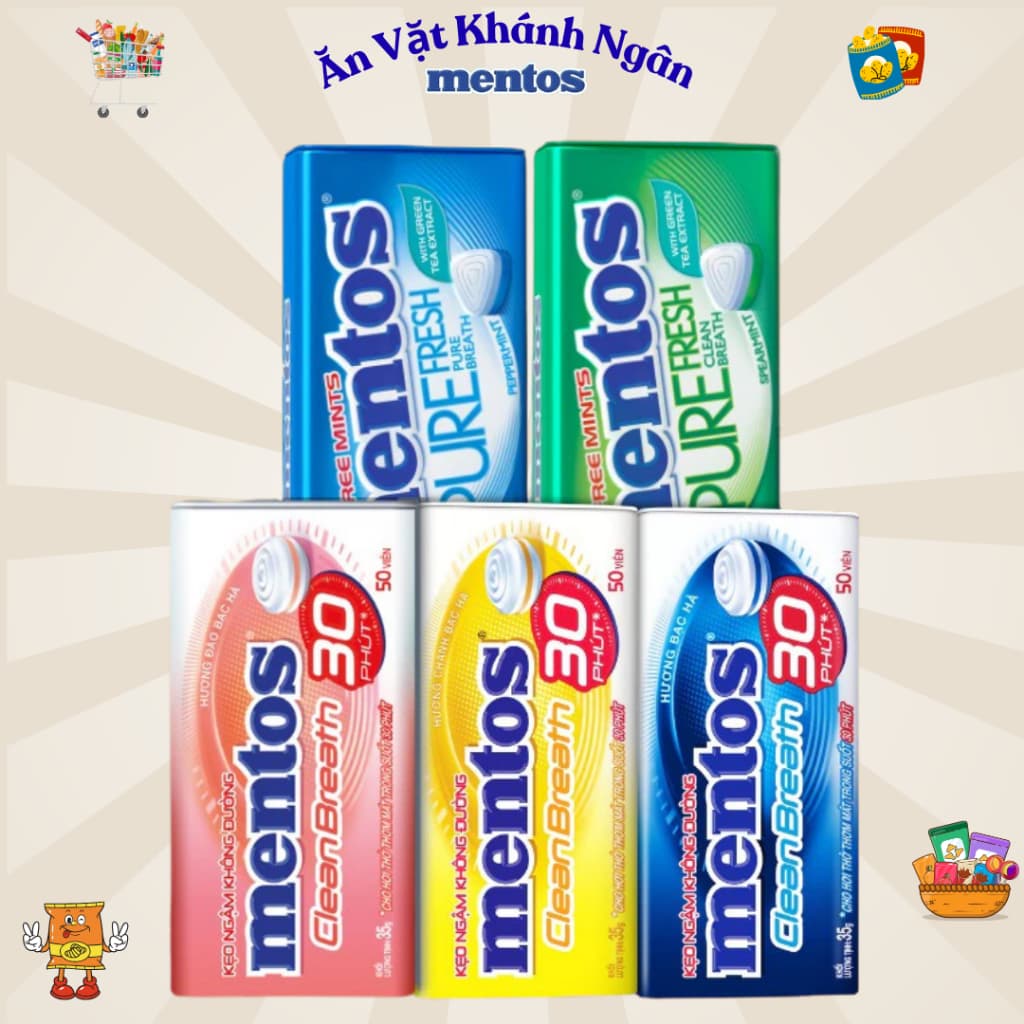 Kẹo Ngậm Mentos Clean Breath cho hơi thở thơm mát trong suốt 30 phút (Hộp Thiếc) - HÀNG CHÍNH HÃNG