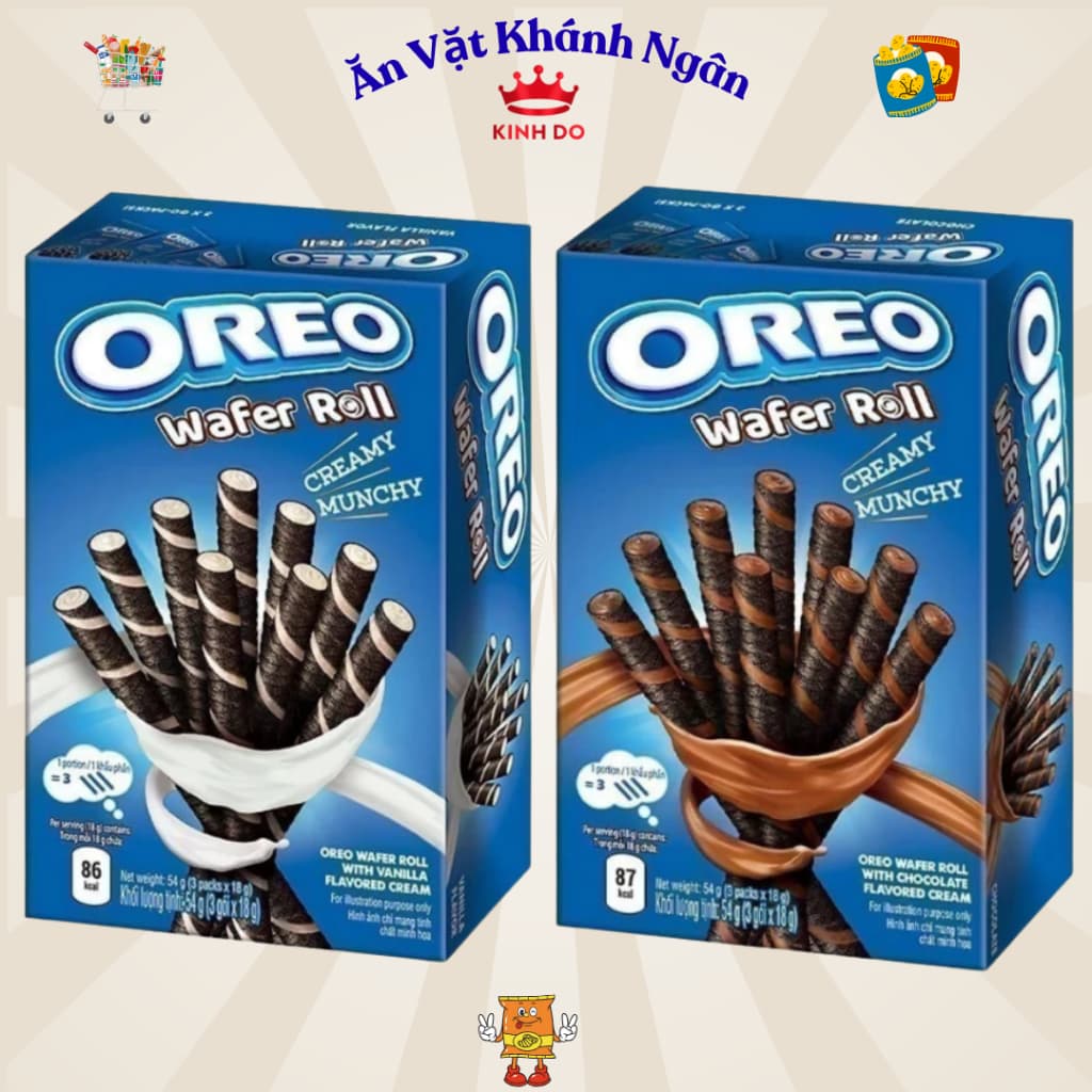 Combo Bánh Quế Oreo Wafer Roll Hộp 54gr - Vị Socola -  Vani - HÀNG CHÍNH HÃNG