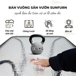 [HÀNG XUẤT KHẨU] Bộ Bàn Ghế Sân Vườn 6 Món Cao Cấp - Vải Lưới Textilence & Dù Che Nắng Hiện Đại SUNFURN 3