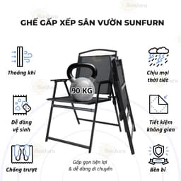 [HÀNG XUẤT KHẨU] Bộ Bàn Ghế Sân Vườn 6 Món Cao Cấp - Vải Lưới Textilence & Dù Che Nắng Hiện Đại SUNFURN 5