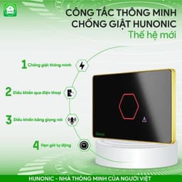 Công Tắc Thông Minh Wifi Cảm Ứng, Công Tắc Chống Giật Cho Bình Nóng Lạnh Hunonic Datic 4