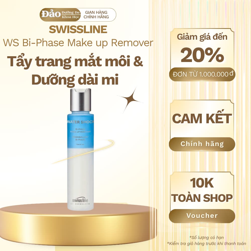 [ Công Ty ] Tẩy trang mắt môi Swissline Bi-Phase Make up Remover 100ml làm sạch son lì mascara  Authshopp