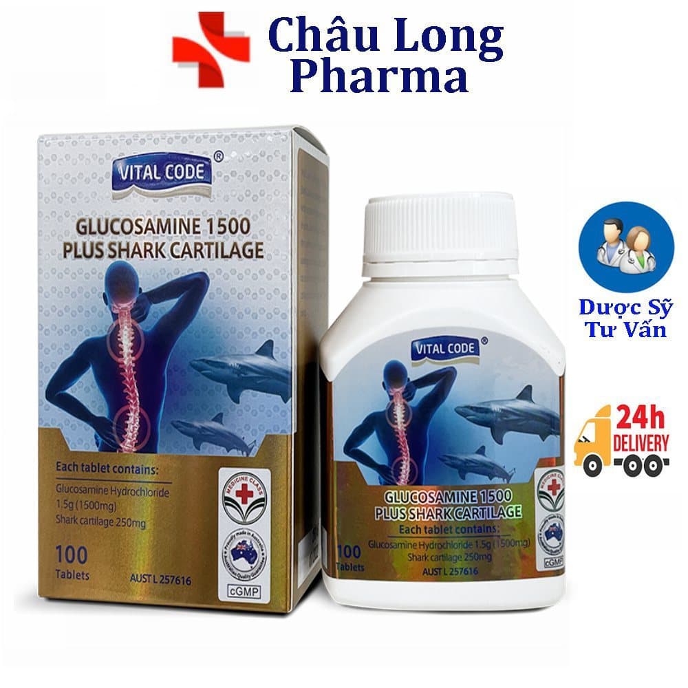 Viên uống Vitatree Glucosamine 1500 Plus Shark Cartilage hỗ trợ duy trì chức năng của khớp (100viên)