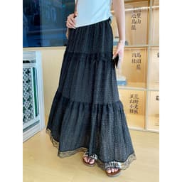 𝑨𝒏𝒏 𝑺𝒕𝒖𝒅𝒊𝒐 / Chân Váy Chấm Bi Tầng Phối Ren Dáng Dài 82cm Midi Bồng Xòe Vintage Tag 𝐅𝟏𝟖 𝐒𝐭𝐮𝐝𝐢𝐨 7
