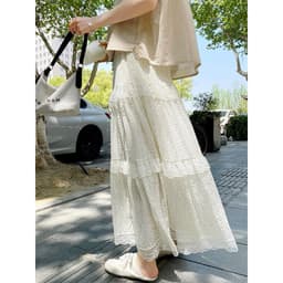 𝑨𝒏𝒏 𝑺𝒕𝒖𝒅𝒊𝒐 / Chân Váy Chấm Bi Tầng Phối Ren Dáng Dài 82cm Midi Bồng Xòe Vintage Tag 𝐅𝟏𝟖 𝐒𝐭𝐮𝐝𝐢𝐨 8