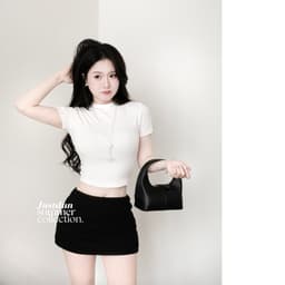 [XẢ KHO] Áo thun croptop cộc tay nữ basic chất cotton mịn co giãn Justdun CT4 4