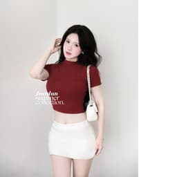 [XẢ KHO] Áo thun croptop cộc tay nữ basic chất cotton mịn co giãn Justdun CT4 3