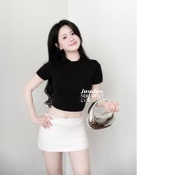[XẢ KHO] Áo thun croptop cộc tay nữ basic chất cotton mịn co giãn Justdun CT4 8