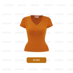 Áo Thun Nữ Basic Cổ Tim Trơn JUSTDUN A2 – Chất Cotton Lông Mịn Cao Cấp, Co Giãn 4 Chiều 5
