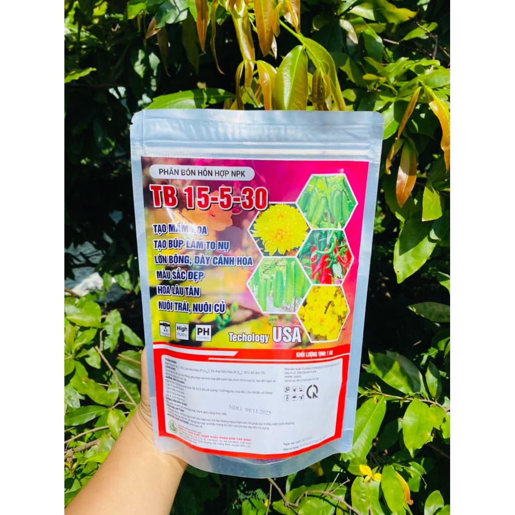 PHÂN BÓN TB 15-5-30 tạo mầm hoa,  dày cánh, hoa đẹp , lâu tàn, nuôi trái gói 1kg