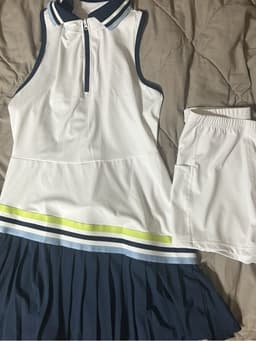 Váy Pickleball Nữ UYNSPORTY Không Tay Cổ Polo Khóa Kéo Phối Sọc Kèm Quần Shorts, Bộ Đồ Pickleball Nữ 8
