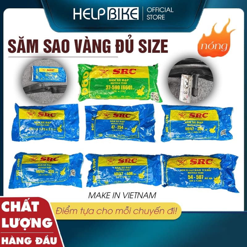 SĂM SAO VÀNG cho xe đạp thể thao, Săm xe đạp chính hãng hàng Việt Nam chất lượng cao - SSV