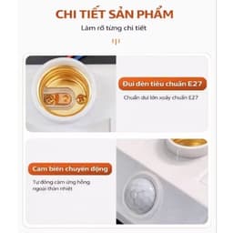 ĐUI BÓNG ĐÈN CẢM BIẾN CHUYỂN ĐỘNG E27 – BIẾN ĐÈN THƯỜNG THÀNH ĐÈN TỰ ĐỘNG 7