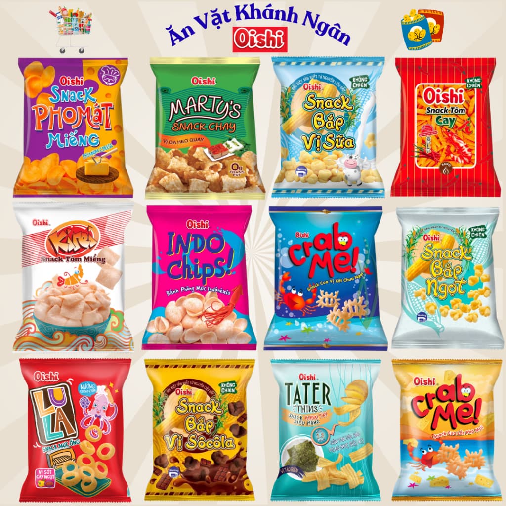 Combo Bim Bim Oishi Đủ Vị (Gói 32gr-34gr)- HÀNG CHÍNH HÃNG