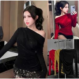 Áo Thun Nữ Lệch Vai Tay Dài Ôm Body Tôn Dáng Bigsize Co Giãn Mềm Mịn Sang Chảnh LIMO MS300 8