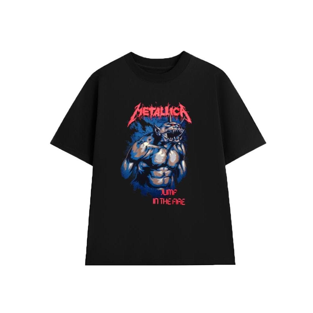 Áo Thun Jump in the Fire - METALLICA Rock Band vintage, Unisex Form Rộng Cotton Mềm