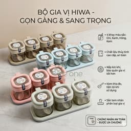 Bộ lọ gia vị 2 3 4 hũ, thiết kế kèm muỗng, khay đựng tiện dụng, hũ gia vị ngăn kiến, không ẩm ỉu 2