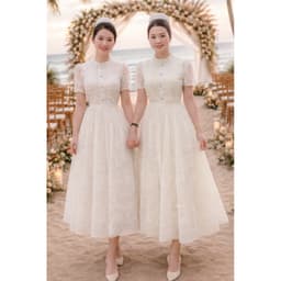 VÁY REN KEM XOÈ TAY NGẮN TIỂU THƯ XUKADRESS 6