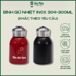 Bình,Ly Giữ Nhiệt Mini Inox 304 300ml Nhỏ Gọn Có Móc Treo Tiện Lợi Nhận Khắc Logo Theo Yêu Cầu, ALU PHIN 1