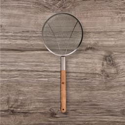 Vợt vớt đồ ăn inox 28cm cán tre – Lưới dày, chuyên dùng chiên rán, bền chắc, tiện lợi 3
