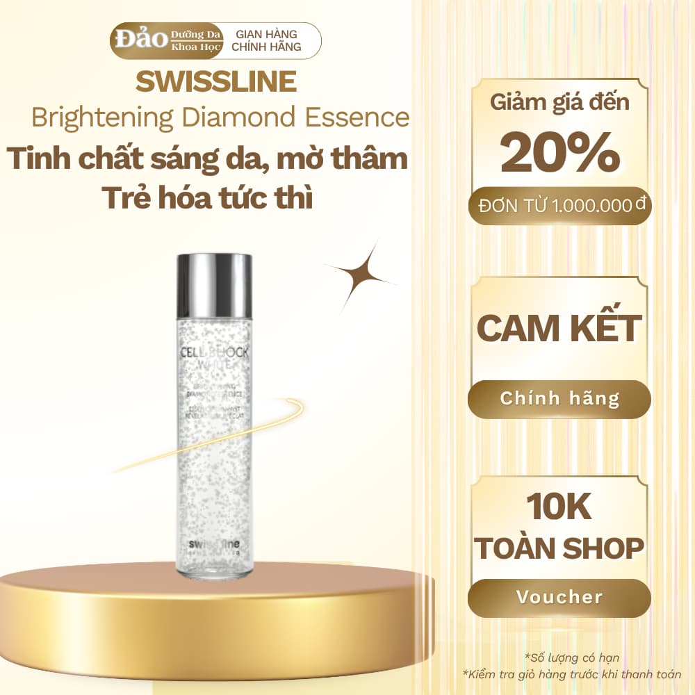 (Cty) Tinh chất Swissline Brightening Diamond Essence 150ml sáng da mờ thâm nám chống lão hóa