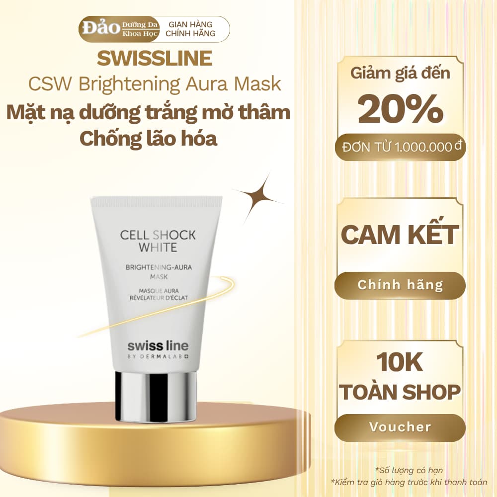 [ Công Ty ] Mặt nạ Swissline Brightening Aura Mask 75ml làm sáng da mờ thâm nám tàn nhang và đều màu da Authshopp