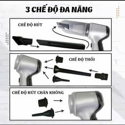 Máy Hút Bụi Cầm Tay Mini Không Dây TAMASHIO 6 Đầu Hút, Hút Thổi Đa Năng, Công Suất 120w, Máy Hút Bụi Ô Tô, Giường Nệm 9
