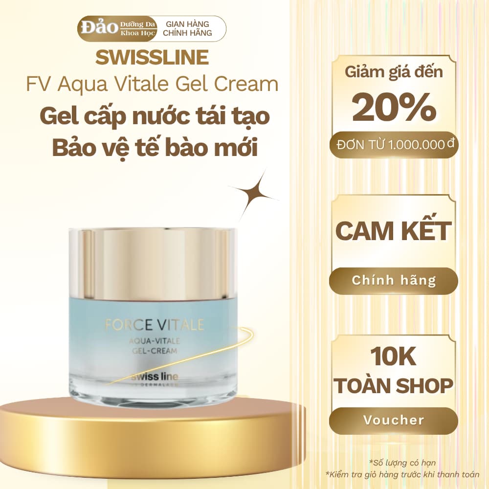 Gel dưỡng Swissline FV Aqua Vitale Gel Cream 50ml cấp nước sâu cho da dầu mịn thoáng không bết dính
